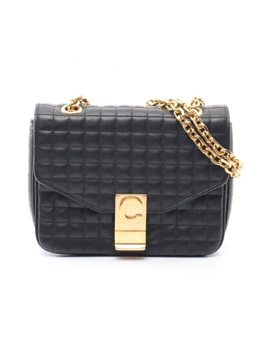 Celine Shoulder Bag C Small Black Leather C Chain
